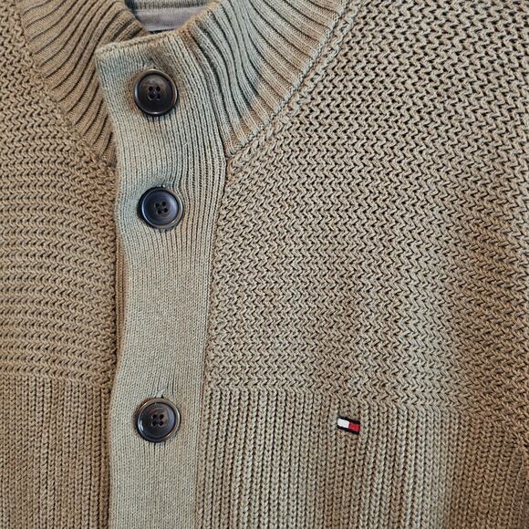 Vintage Tommy Hilfiger Cardigan Mens Large Brown Y2K Ribbed Knit Preppy Academia - Picture 3 of 10
